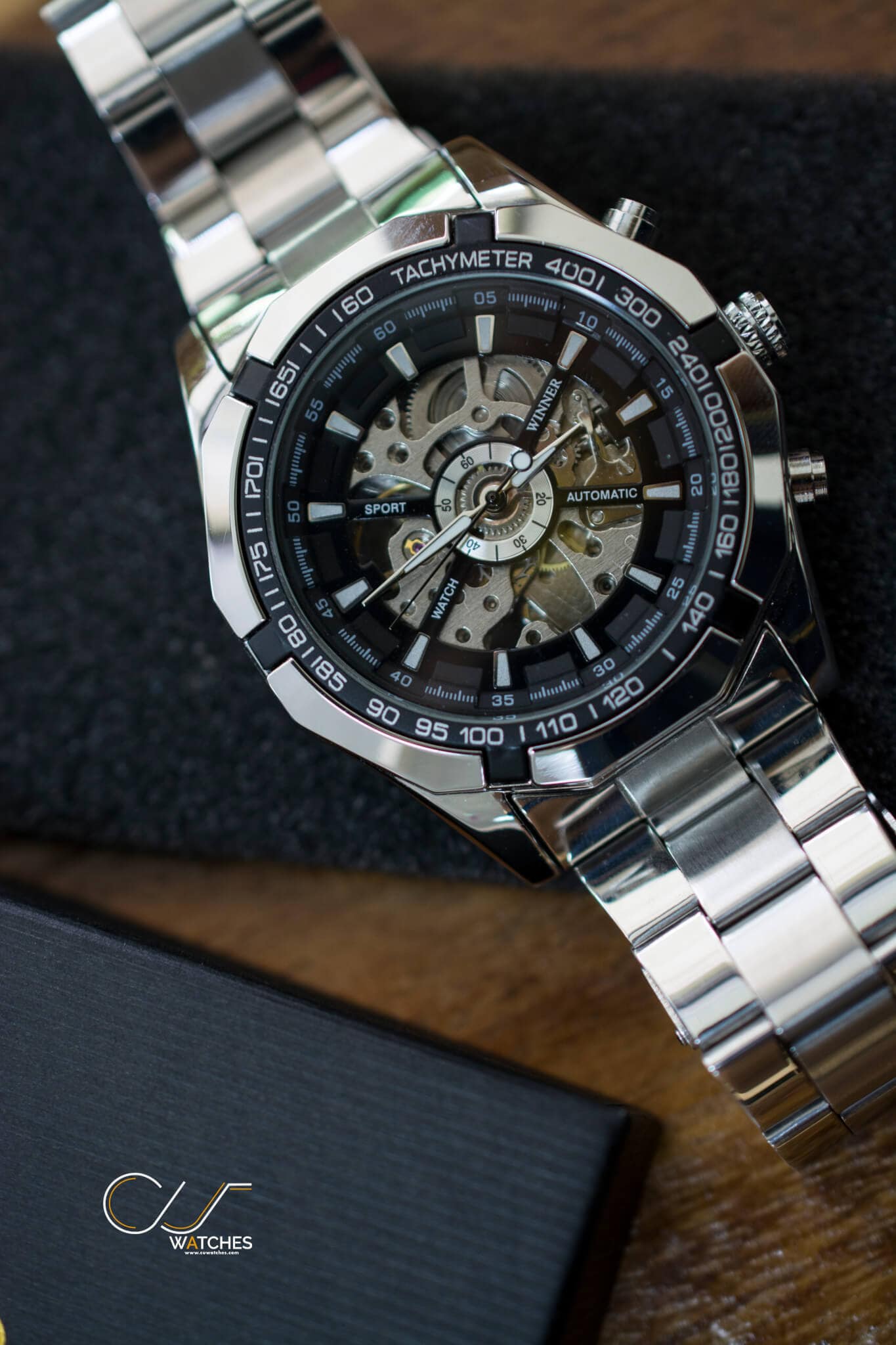 นาฬิกาข้อมือ WMT101 สายสแตนเลส หน้าปัดดำ รุ่น WMT101