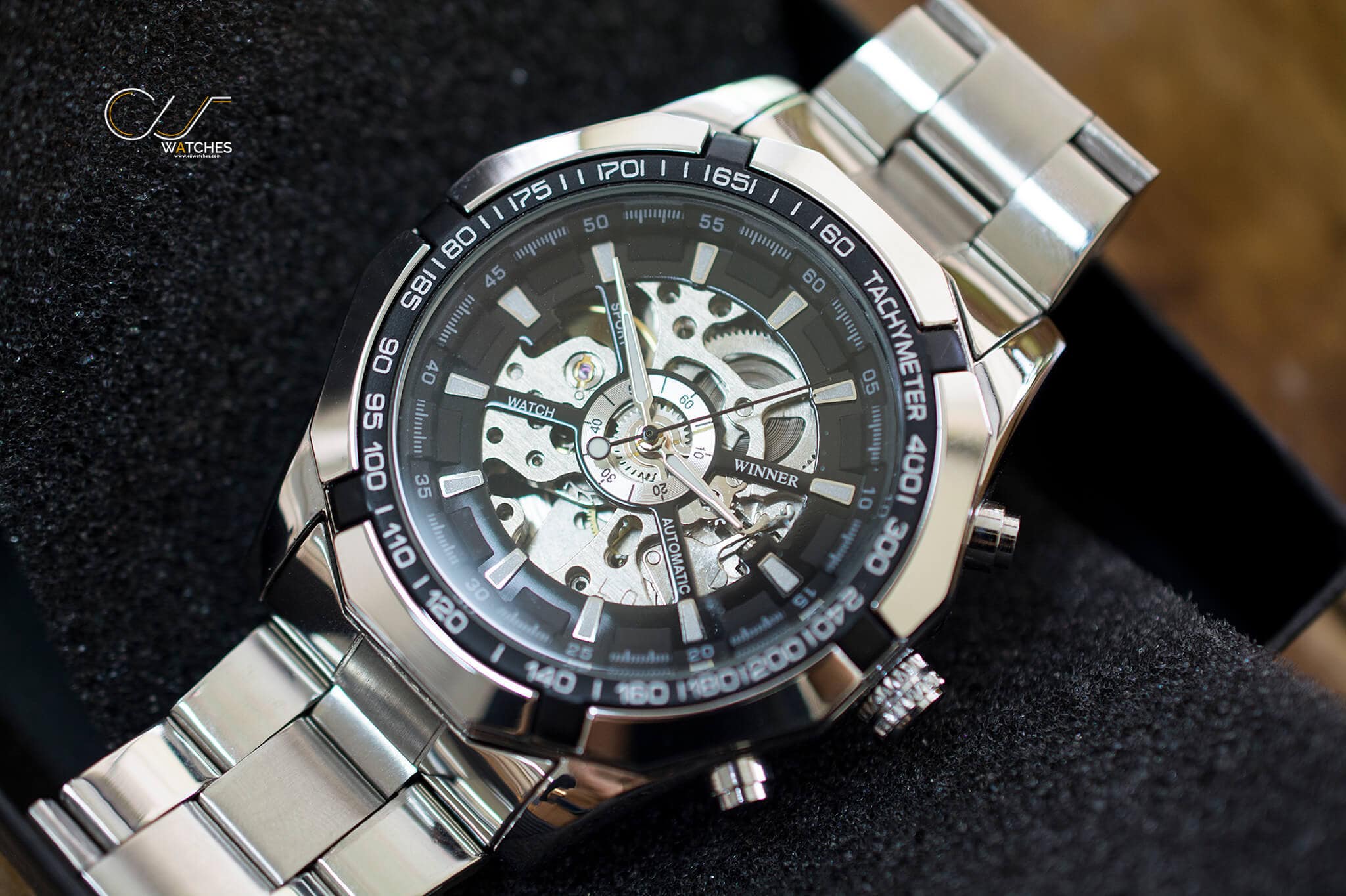 นาฬิกาข้อมือ WMT101 สายสแตนเลส หน้าปัดดำ รุ่น WMT101
